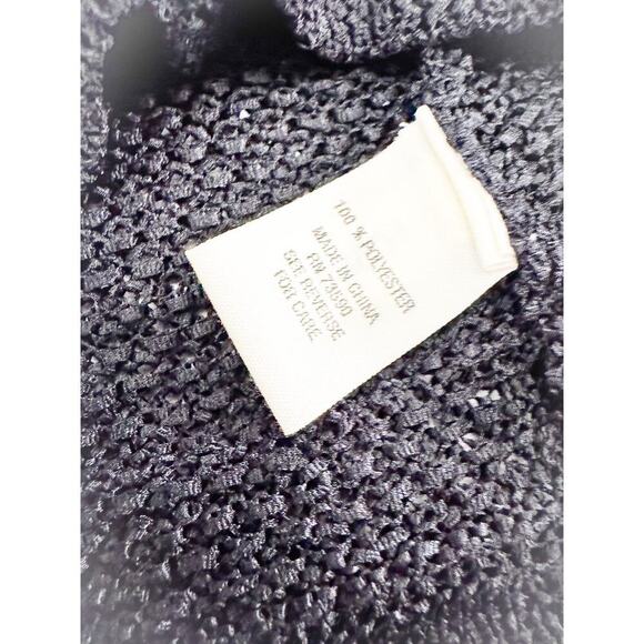 Yansi Fugel Black Knit Crochet Short Sleeve Sweater Top Size Small - Picture 4 of 5